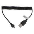 Micro USB Spiral Cable - Black - 0.5m-1.2m