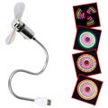 Mini Gooseneck Portable USB Fan with LED Light