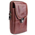 Multifunctional Universal Belt Clip Leather Bag - Coffee