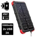 Outxe Savage 10000mAh Waterproof Solar Charger / Power Bank - Black / Red
