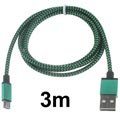 Premium USB 2.0 / MicroUSB Cable - 3m - Green