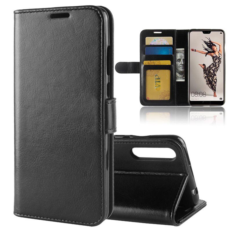 kwmobile Wallet Case for Huawei P20 Pro Fabric and PU Leather Flip Cover with Card Slots and Stand Grey/Black