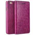 iPhone 6 / 6S Qialino Wallet Leather Case - Crocodile Skin - Hot Pink
