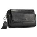 Universal Horizontal Leather Shoulder Bag - Black