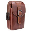 Universal Triple Pocket Vertical Holster Leather Case - Brown