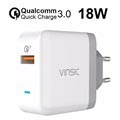 Vinsic VSCW113 Qualcomm Quick Charge 3.0 USB Wall Charger - 18W