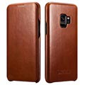 iCarer Curved Edge Vintage Samsung Galaxy S9 Flip Leather Case - Brown