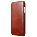 iPhone 7/8/SE (2020) iCarer Curved Edge Vintage Flip Leather Case - Brown