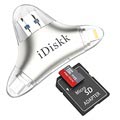 iDiskk R005 Multifunctional MicroSD/SD Card Reader - Silver