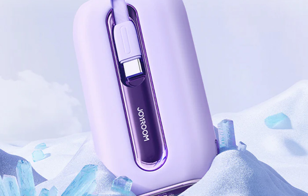Joyroom JR-L012 Colorful 10000mAh Power Bank - USB-C & Lightning Cable, 22.5W - Purple