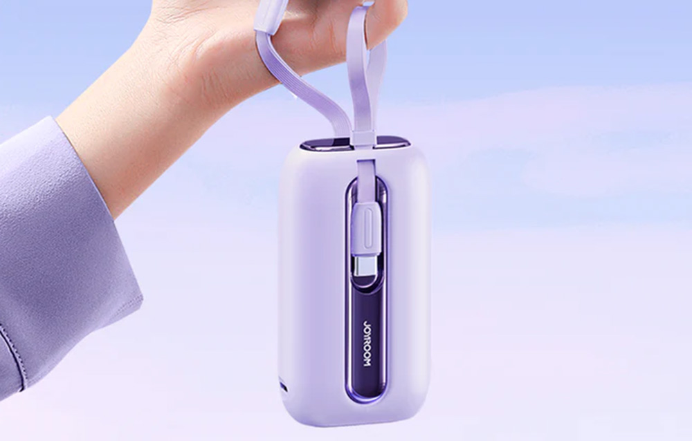 Joyroom JR-L012 Colorful 10000mAh Power Bank - USB-C & Lightning Cable, 22.5W - Purple