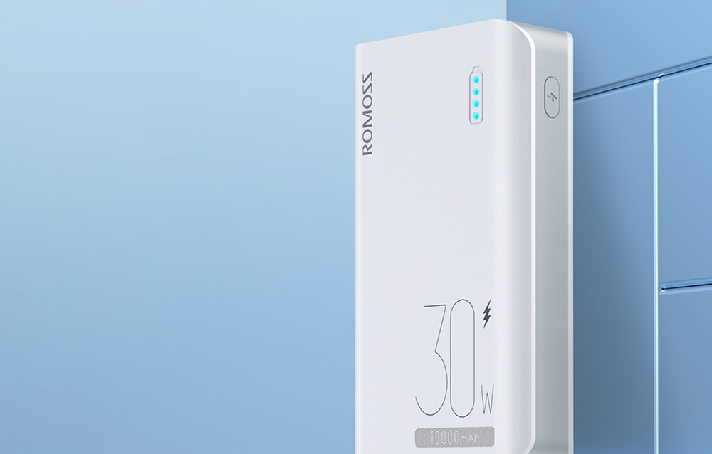 Romoss Sense 4S Pro 10000mAh/30W Power Bank - 2xUSB-A, USB-C - White