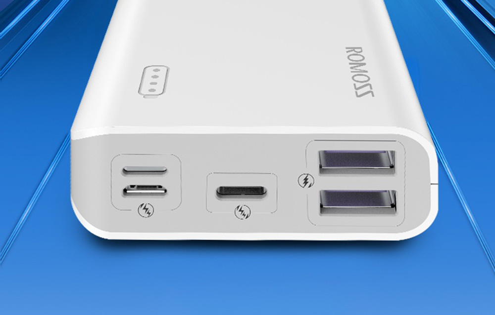 Romoss Sense 4S Pro 10000mAh/30W Power Bank - 2xUSB-A, USB-C - White