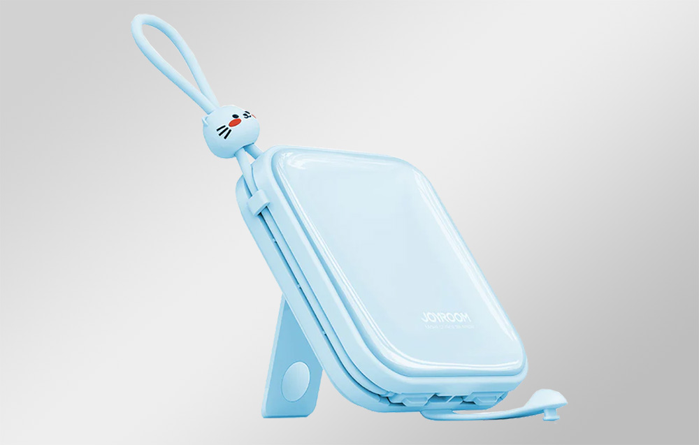Joyroom JR-L008 Cutie Power Bank 10000mAh w. USB-C & Lightning Cables - 22.5W - Blue
