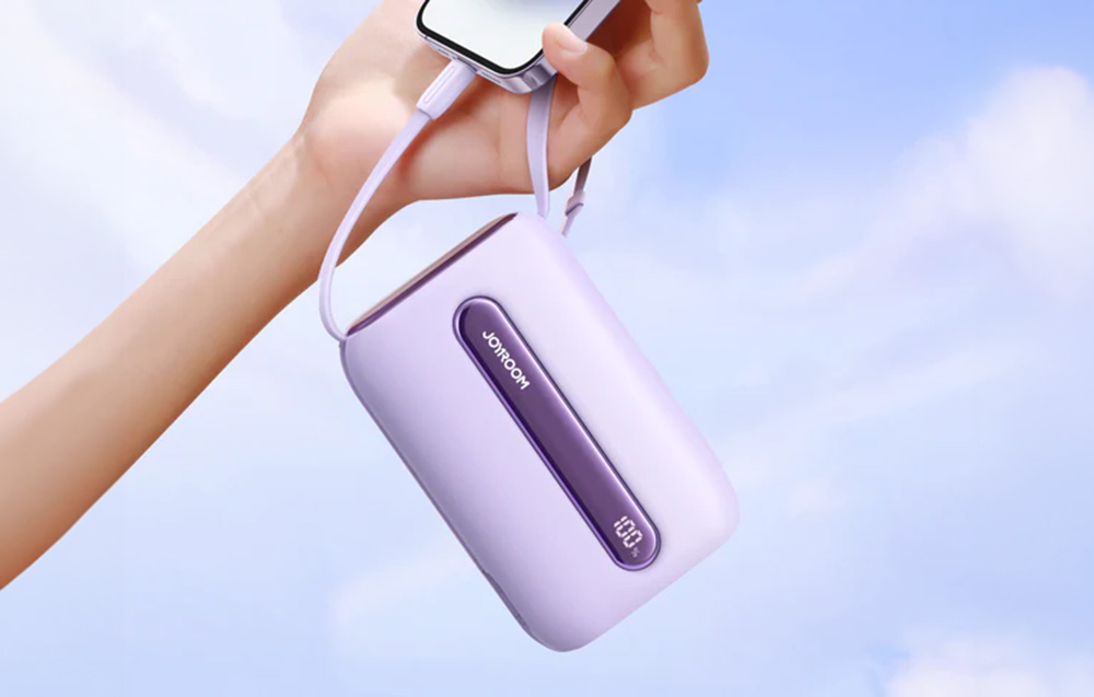 Joyroom JR-L012 Plus 20000mAh Power Bank w. USB-C, Lightning Cables - 22.5W - Purple