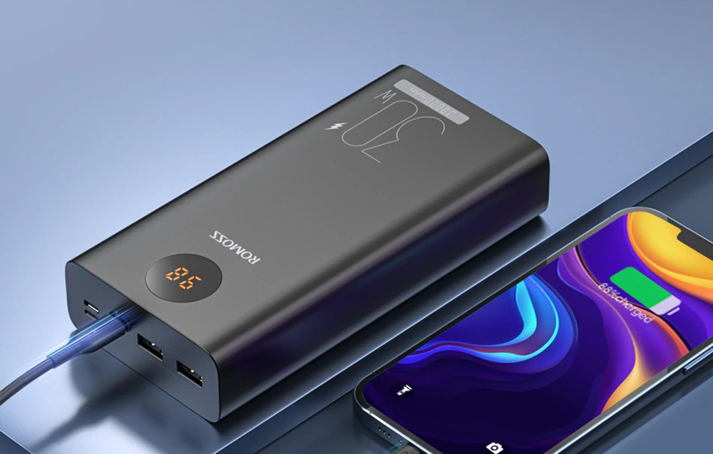 Romoss PEA30 Power Bank 30000mAh - USB-C, USB Ports - Black