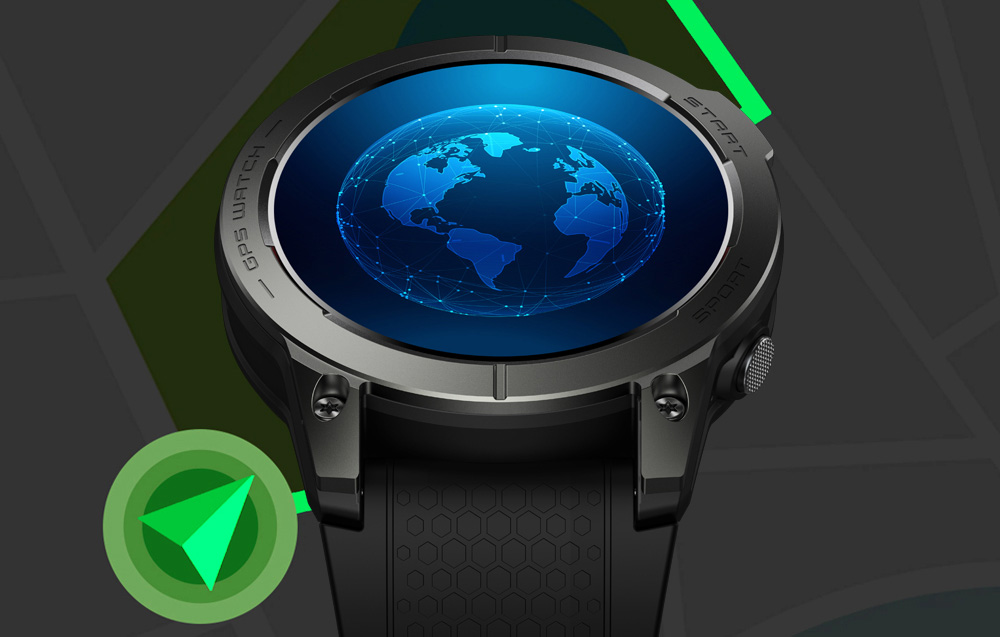 Zeblaze Stratos 3 Smartwatch w. GPS, Ultra HD AMOLED Display - Black